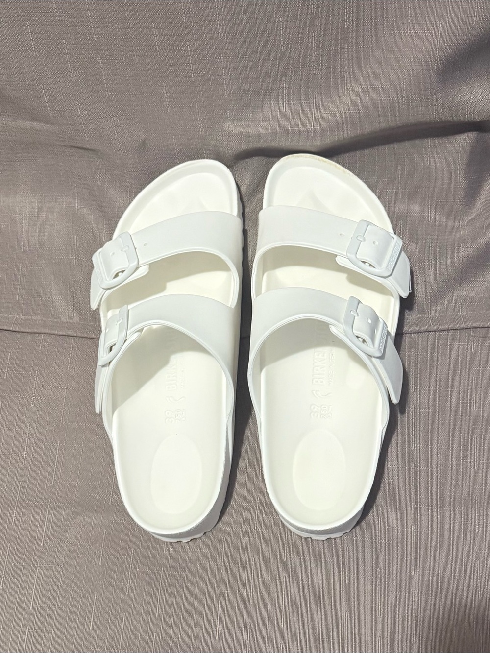 Birkenstock White Double-Buckle EVA Women’s Slide Sandals